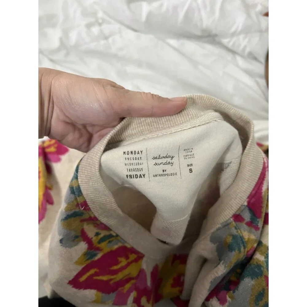 Anthropologie Saturday Sunday Edita Floral Crewneck Sweatshirt Size Small - Picture 11 of 15